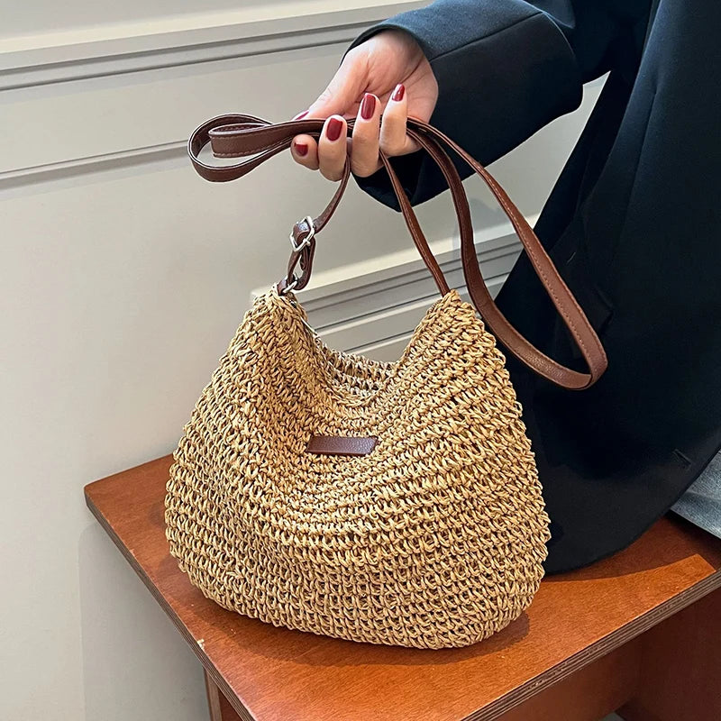 Summer Straw Saddle Bag | Handmade Woven Crossbody Purse Luxegan