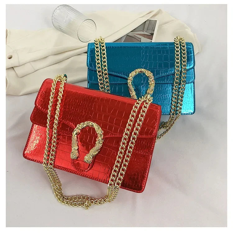 Hot Sale: New Crocodile Pattern Women's Bag | Simple Chain Crossbody & High-End Handbag Luxegan
