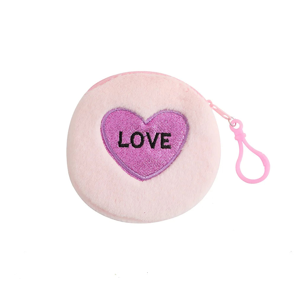 Mini Polyester Round Love Coin Purse | Valentine's Day Gift Keyring Wallet Luxegan