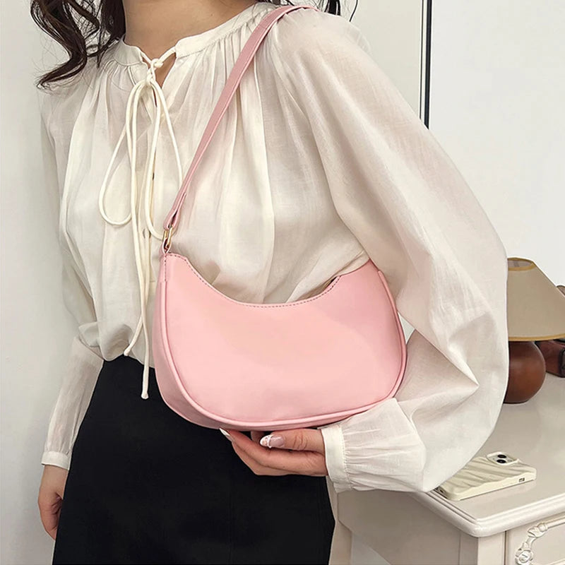 Luxury Designer PU Leather Underarm Bag | Fashion Women's Solid Color Pleated Clutch & Shoulder Hobo Tote Bag Luxegan