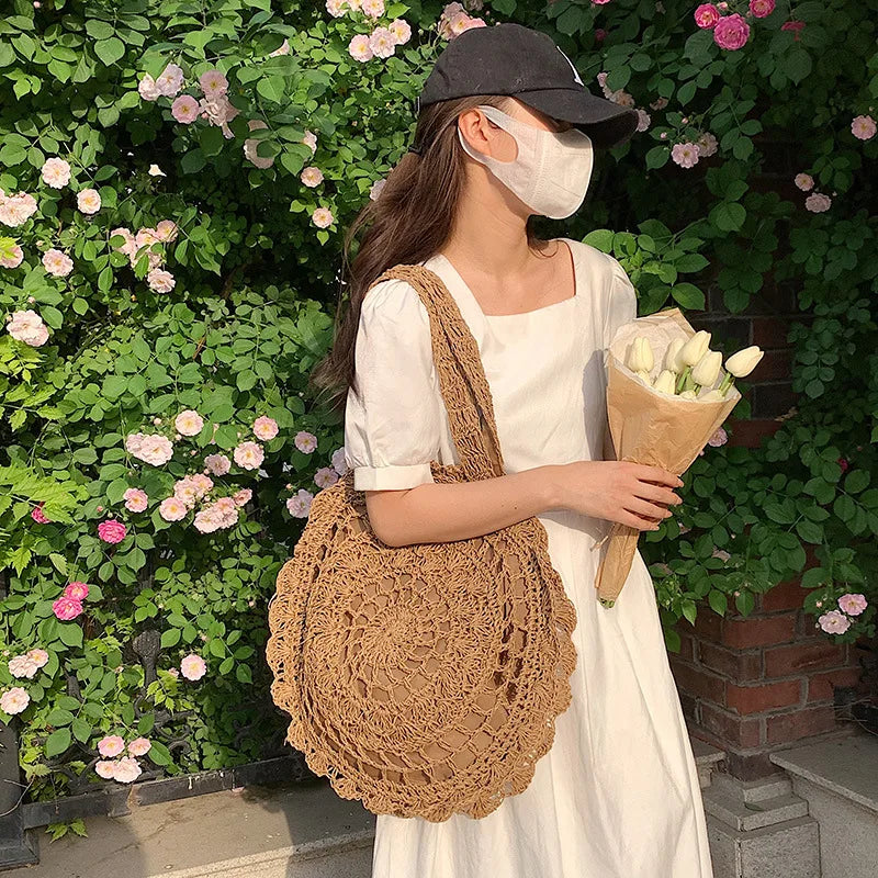 Bohemian Straw Bags for Women | Circle Beach Handbags & Rattan Shoulder Bags Luxegan