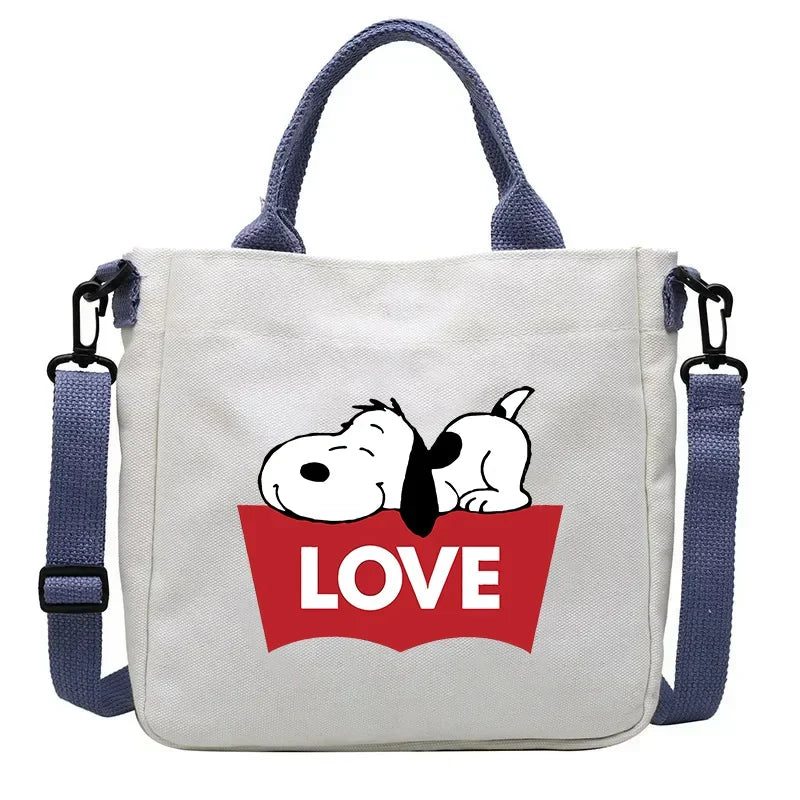 Kawaii Snoopy Cartoon Canvas Bag | Crossbody School Bookbag for Students Luxegan