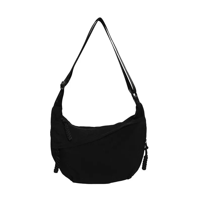 Solid Color Trendy Single Shoulder Bag | Women's Daily Casual Simple Dumpling Bag Versatile Canvas Bag Luxegan