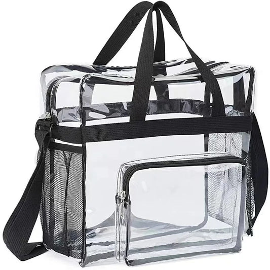 Portable PVC Clear Large Capacity Handbag | Women's Fashion Waterproof Casual Simple Crossbody Shoulder Bags & Purse (Stadium Approved) Luxegan