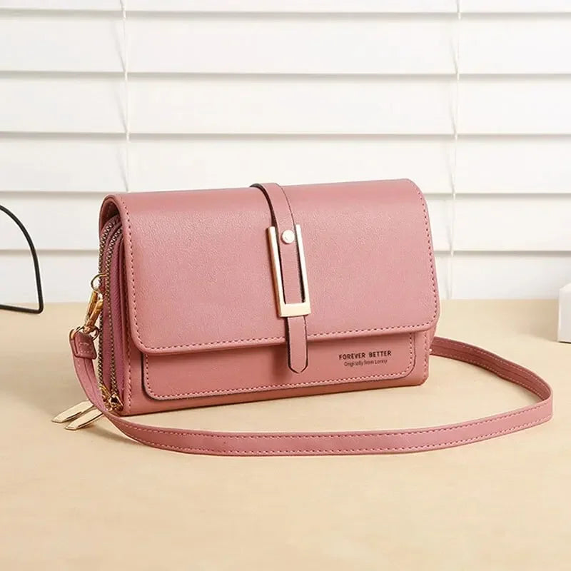Leather Women's Mobile Phone Bag | Fashionable Multifunctional Small Square Bag (Trendy Retro Shoulder Bag) Luxegan