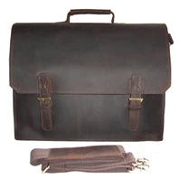 Luxury Genuine Leather Men's Briefcase | Sophisticated "Bull Leather" Silhouette | 15-inch Laptop Portfolio & Messenger Bag | "Dignified" High-Performance M019 Document Bag for Radiant Versatile Styling Luxegan