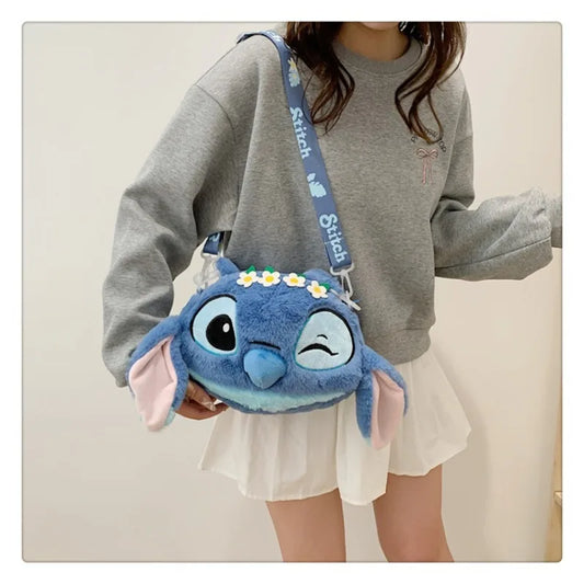 New Disney Cartoon Stitch Plush Backpack | Girls Cute Ins Shoulder Messenger Bag (Parent-Child Gift) Luxegan