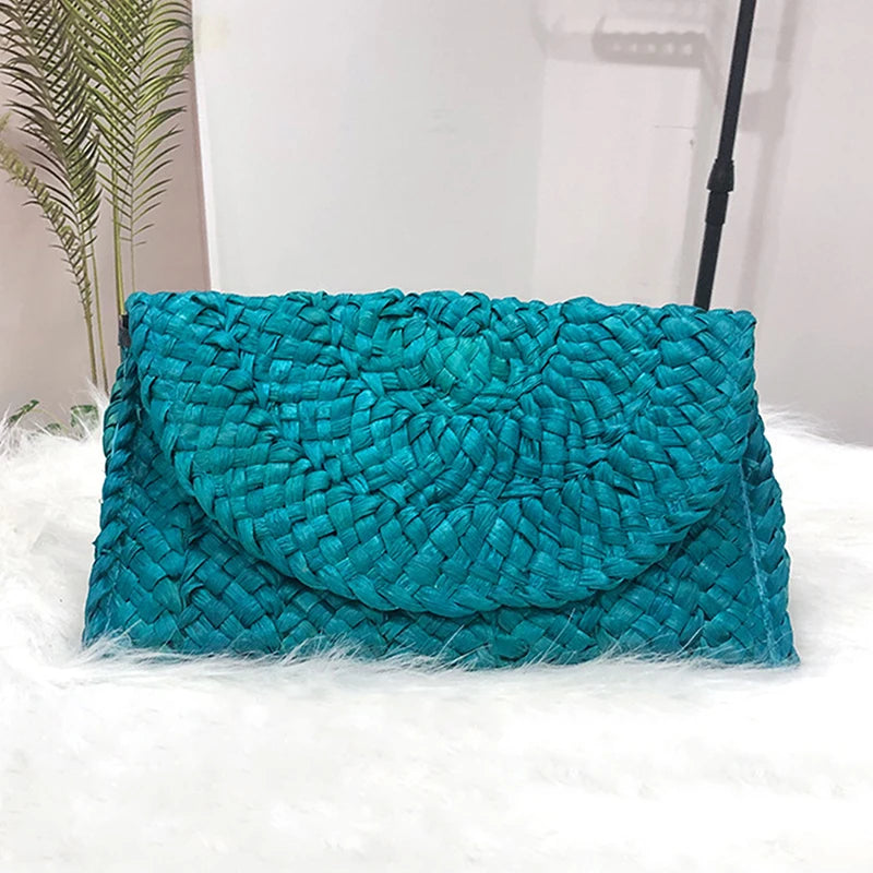 Handmade Straw Envelope Bag | Soft Beach Crossbody Purse Luxegan