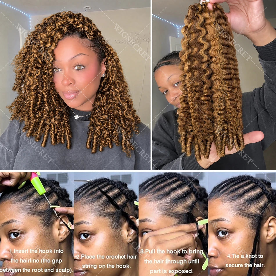 Brazilian Remy Curly Crochet Human Hair | Pre-Separated Knotless Miracle Knots Feather Braiding - view 4