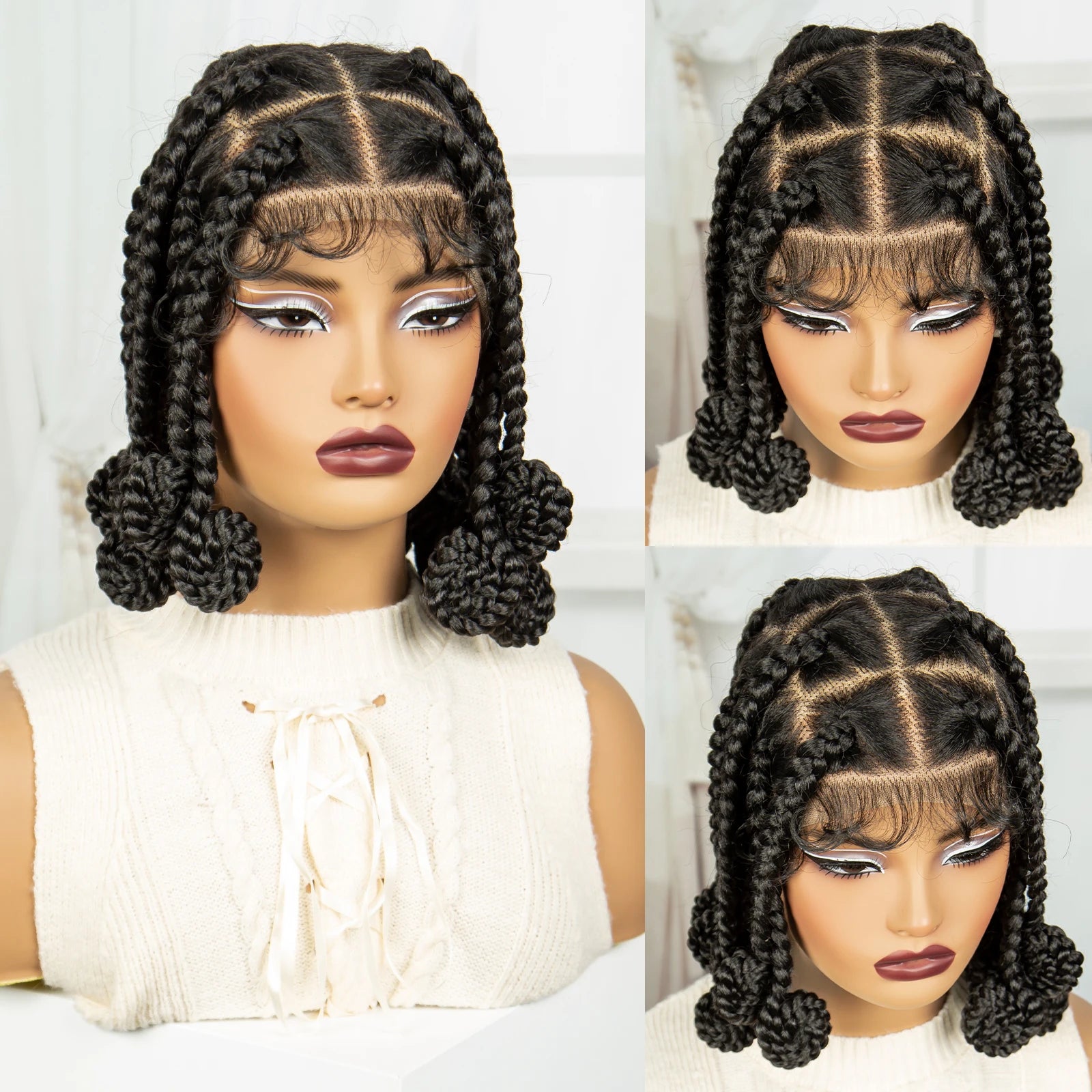 Handmade Bantu Knotless Braids Wig | Full Lace Frontal | Baby Hair Luxegan