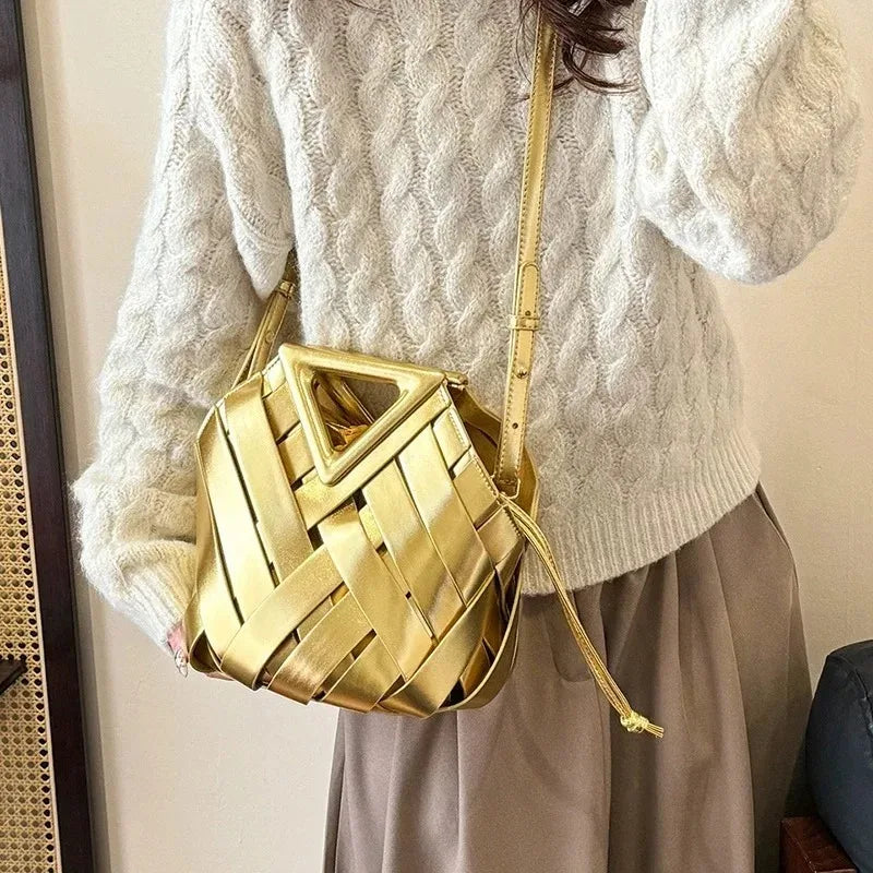 Trendy Vegan Leather Woven Tote Bag for Women Top Handle Purses and Handbags | Fashionable Crossbody Shoulder