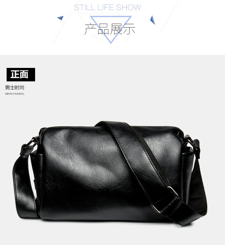 Soft Leather Men's Crossbody Bag | Shoulder Messenger Bag & Casual Simple Design Solid Sling Shoulder Bag Pack Luxegan