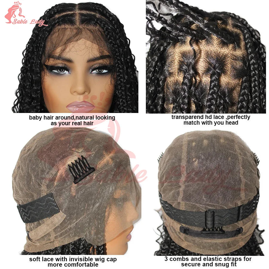 12 Inch Boho Bob Knotless Box Braids Wig | 360 Full Lace