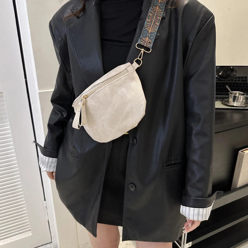 Stylish Hobo Solid Color Satchel | Luxury Designer Chest Bag & Women's PU Leather Waist Bags (Wide Strap Fashion Fanny Shoulder Pack) Luxegan