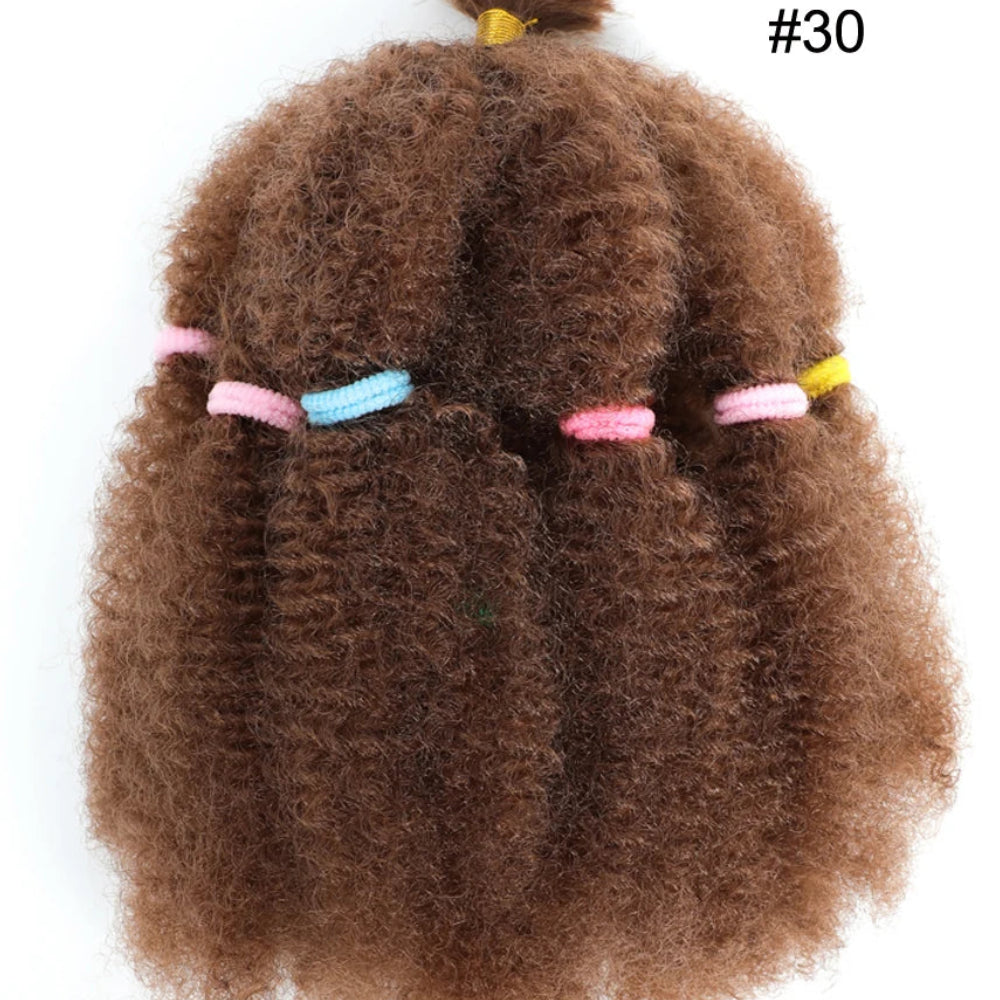 12-Inch Afro Kinky Curly Synthetic Braiding Hair Bulk - Ombre Marley Twists Crochet Extensions - Low Temperature Fiber Afro Twist Bulk Hair for Protective Styles (10 Strands/Pack, 50g) Luxegan