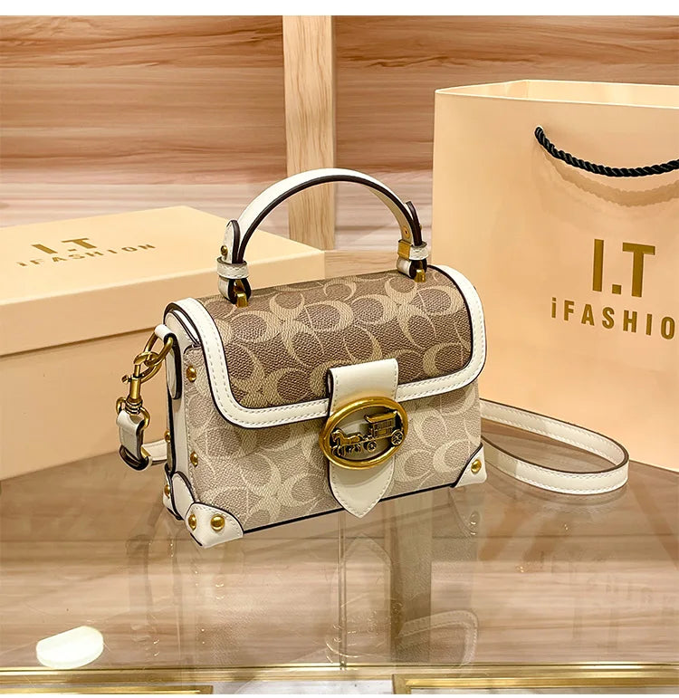 New Minimalist & Fashionable Small Handbag | Contrasting Color Women's Crossbody Bag (High-End Carriage Style, Portable Box Bag) Luxegan