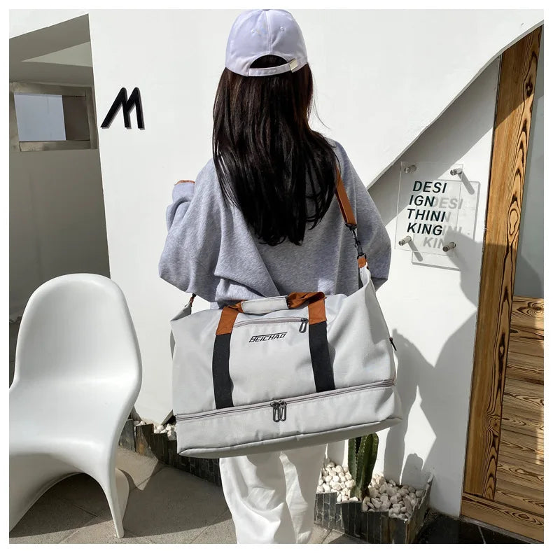 Large Capacity Waterproof Travel Gym Bag | Portable Oxford Fitness Duffle | Short-Distance Luggage & Men's Sports Handbag | Lightweight Shoulder Crossbody Bag Luxegan