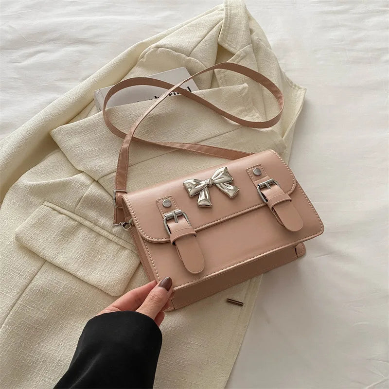 Fashion Square Small Crossbody Bags | Bowknot Decor Flap Shoulder Bag (For Summer Travel & Daily Use) Luxegan