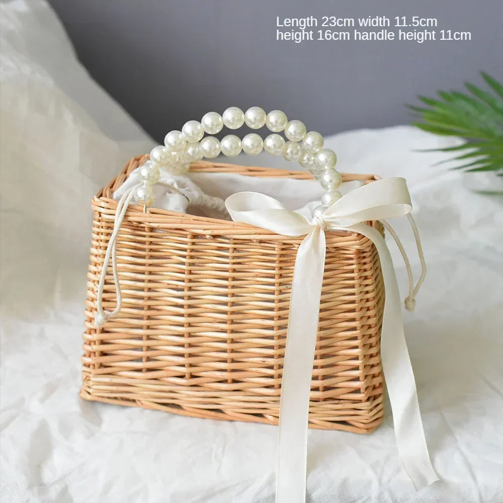 Straw Bags for Women | Square Handbags & Summer Rattan Shoulder Bags (Handmade Knitted Storage & Small Totes Bag) Luxegan