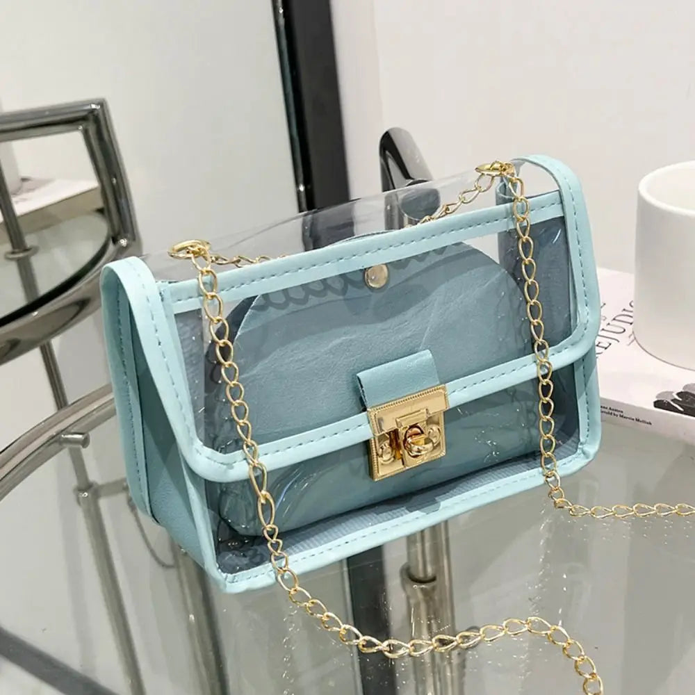 Transparent PVC Jelly Bag | Sophisticated Candy-Color Square Handbag | Elegant Casual Letter-Detail Crossbody | "Dignified" Modern Tote for Versatile "Chic" Styling Luxegan