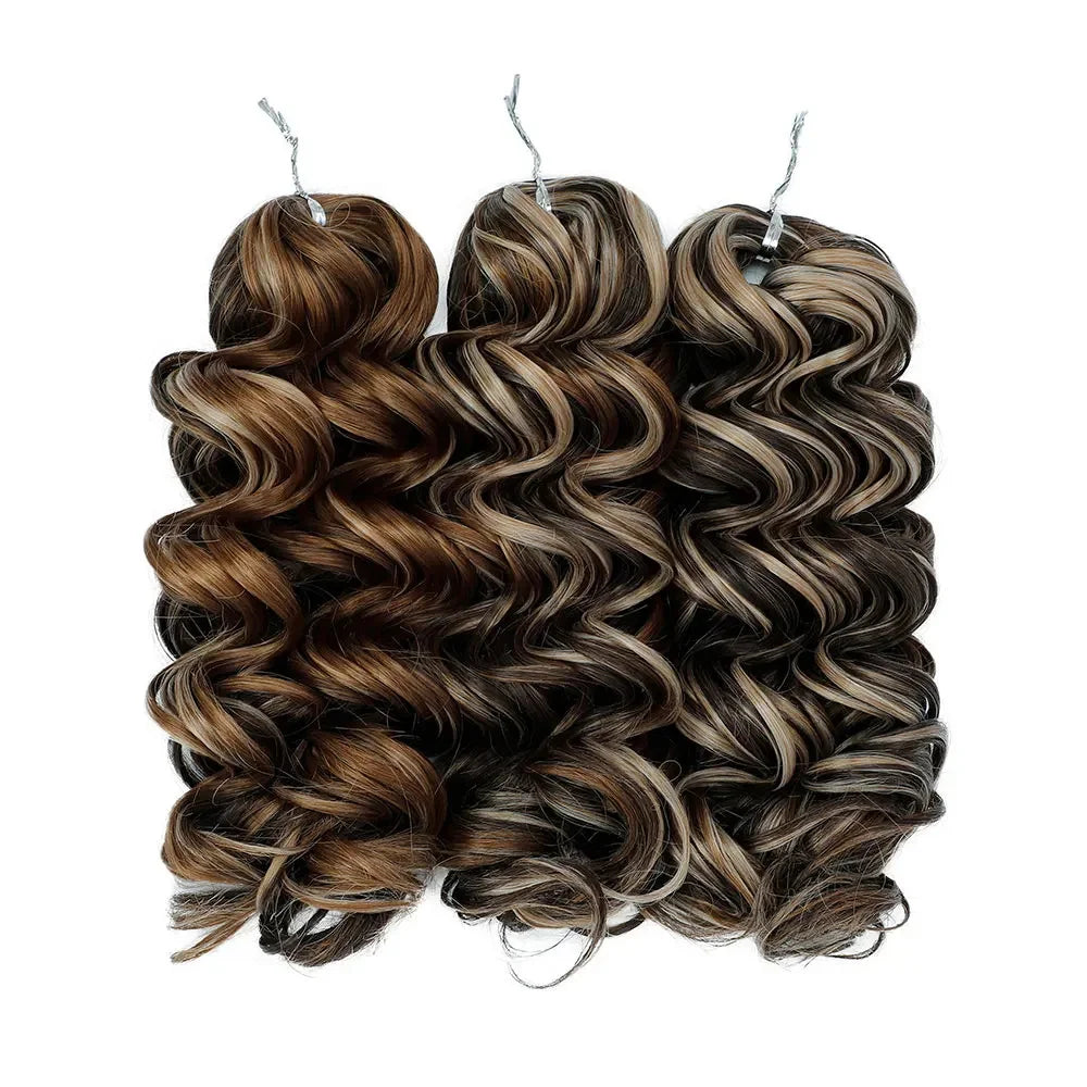 Ombre Deep Wave Twist Crochet Hair | Synthetic Braiding Hair | 12 Inches | 250g Luxegan