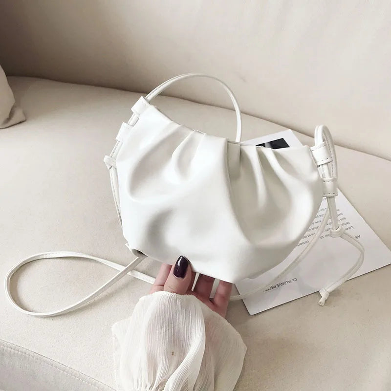 Fashion Women Shoulder Bag New Arrival Crossbody Bag Female | Solid Color Pleated Design Mini Zipper Cloud Bag for Girl (Сумка) Luxegan