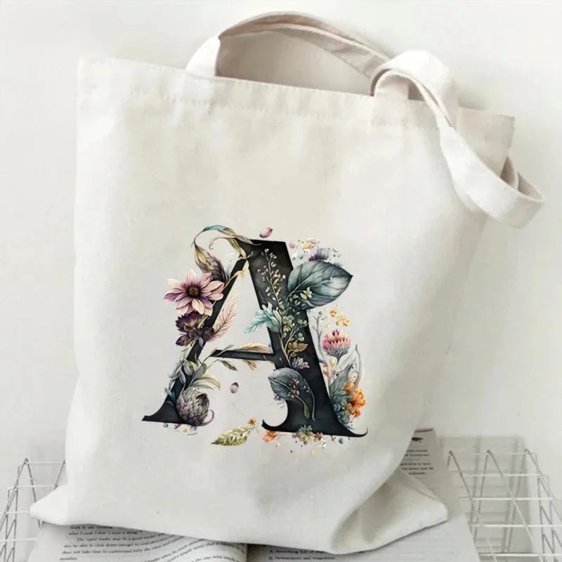 Harajuku Letter & Flower Canvas Tote | Eco Reusable Shopping Bag Luxegan