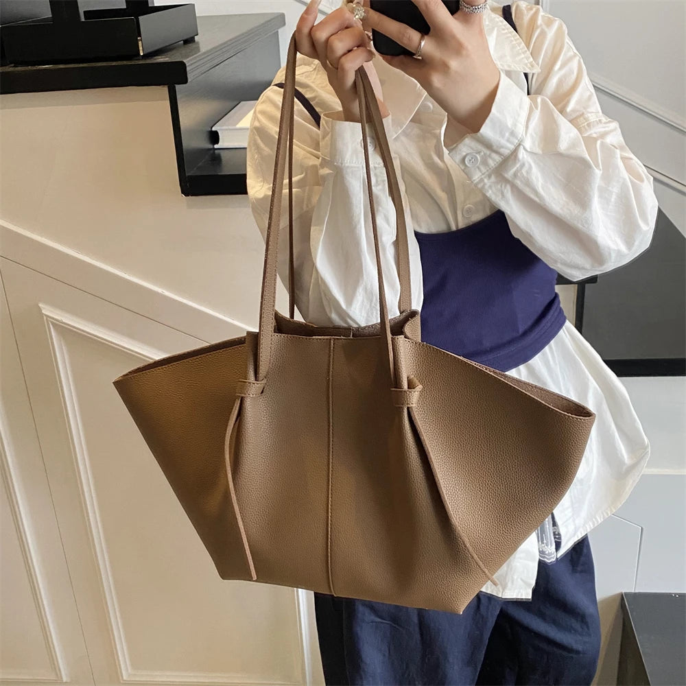Luxury Designer 2-in-1 Shopper Tote Set | Branded Soft PU Leather Shoulder Handbag for Women (Big Capacity) Luxegan