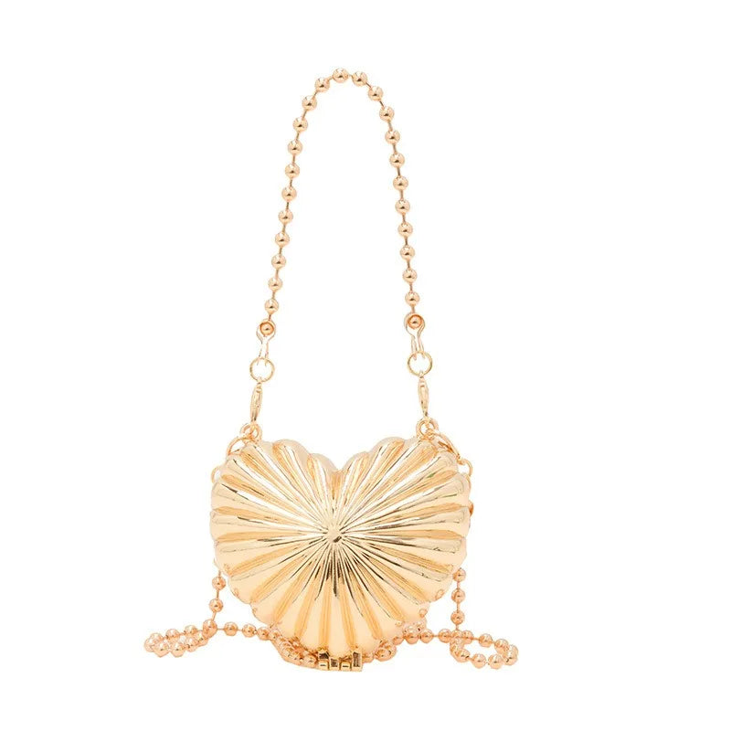 Mini Acrylic Shell Evening Bag | Designer Luxury Gold & Silver Handbag | Glamorous Wedding Party Purse | Fashionable Hard Case Chain Crossbody Shoulder Bag (Model 969288) Luxegan