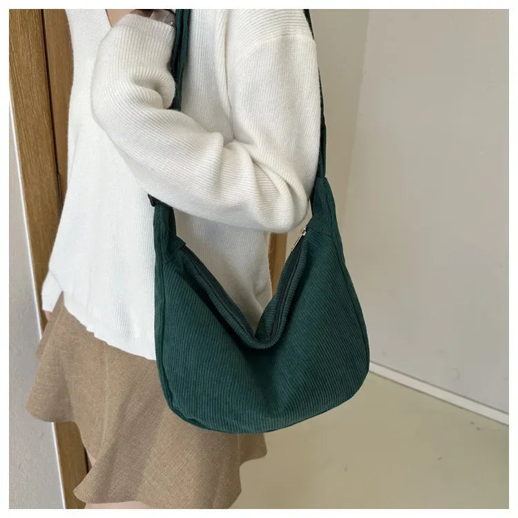Corduroy "Lazy Wind" Dumpling Bag | Japanese Literary & Korean Casual Handbag Luxegan