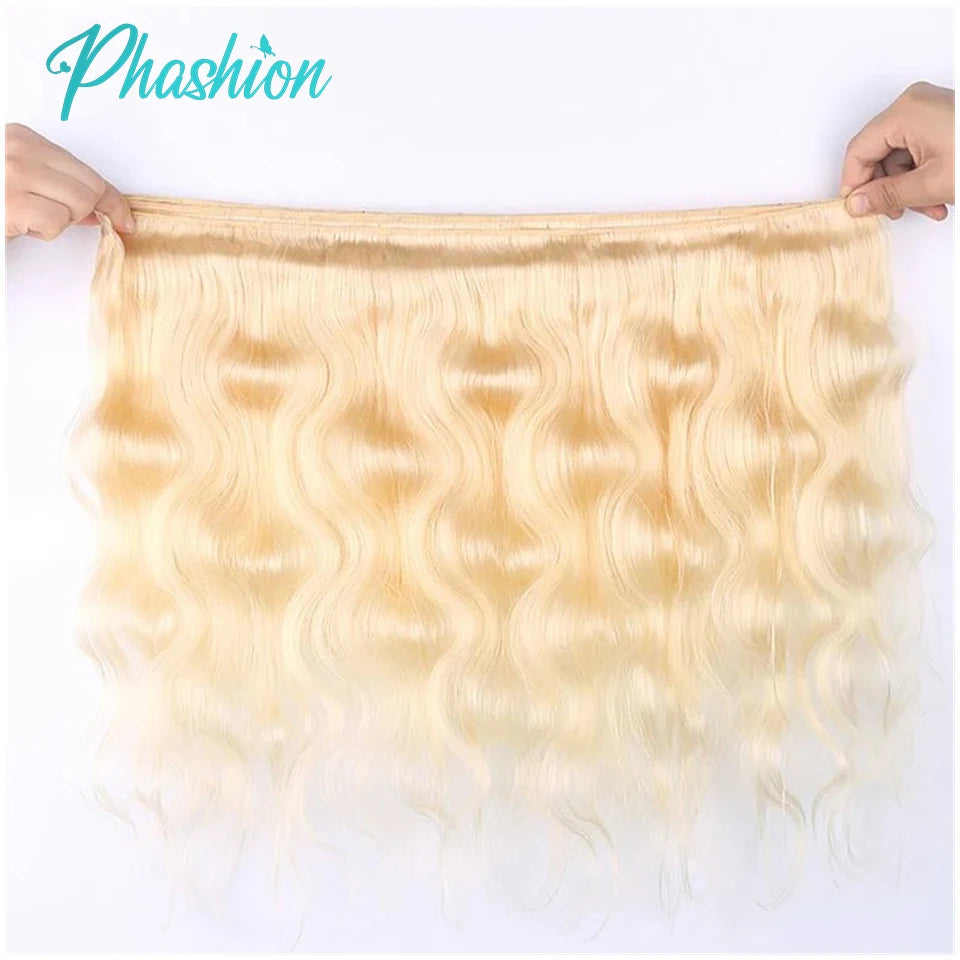 Phashion 36 38 40 Inch 1/3/4 613 Blonde Body Wave Human Hair Bundles 100% Brazilian Remy Weave Extensions For Women Can Be Dyed