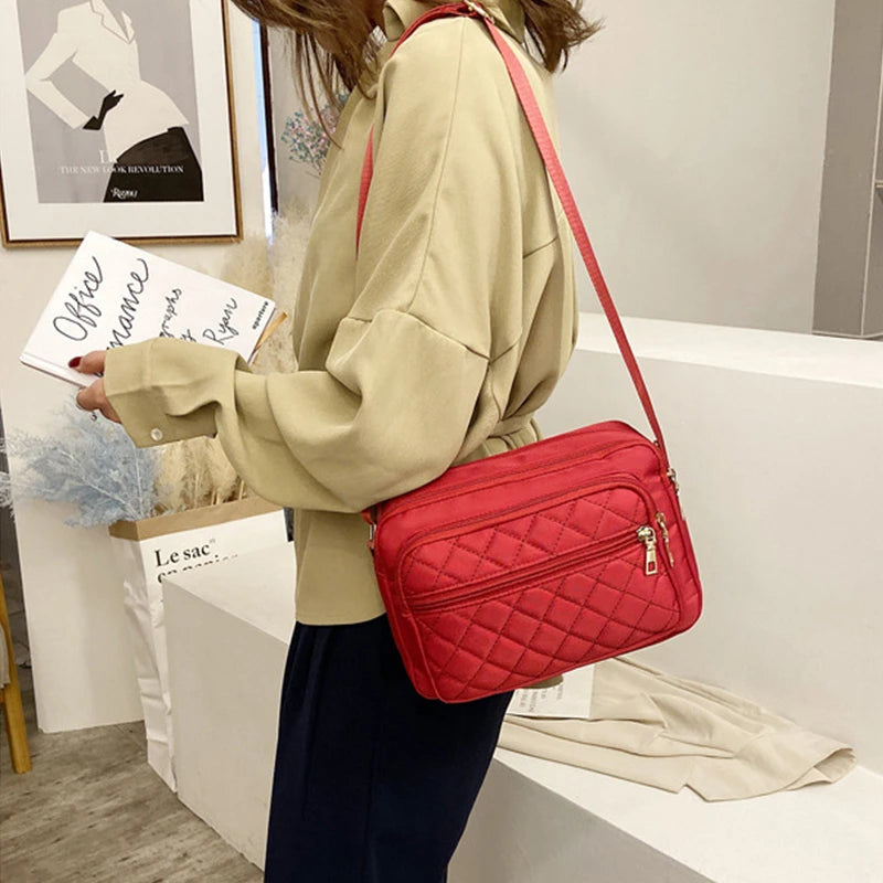 Multiple Compartment Crossbody Bags Women Messenger Bag | Casual Lady Bag Waterproof Nylon Single Shoulder Strap Pack Luxegan