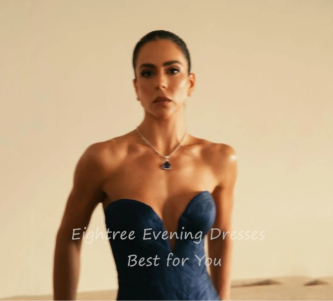 Sexy Royal Blue Mermaid Prom Gown | Deep V-Neck Sweetheart Evening Dress | Premium Pleated Chiffon Formal Gown | Model Jun250604d Backless Side Slit Floor-Length Party Dress Luxegan