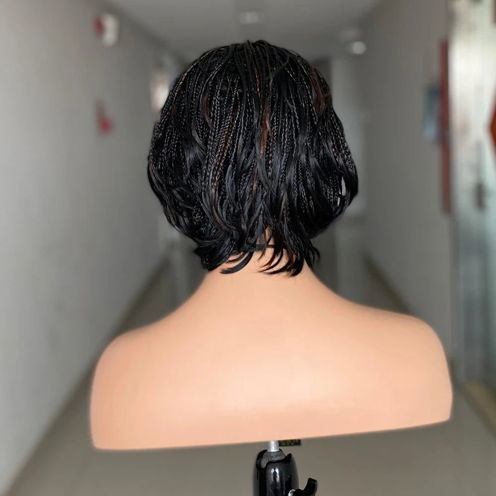 Pixie Cut Box Braided Twist Wig | Crochet Braids | 1B