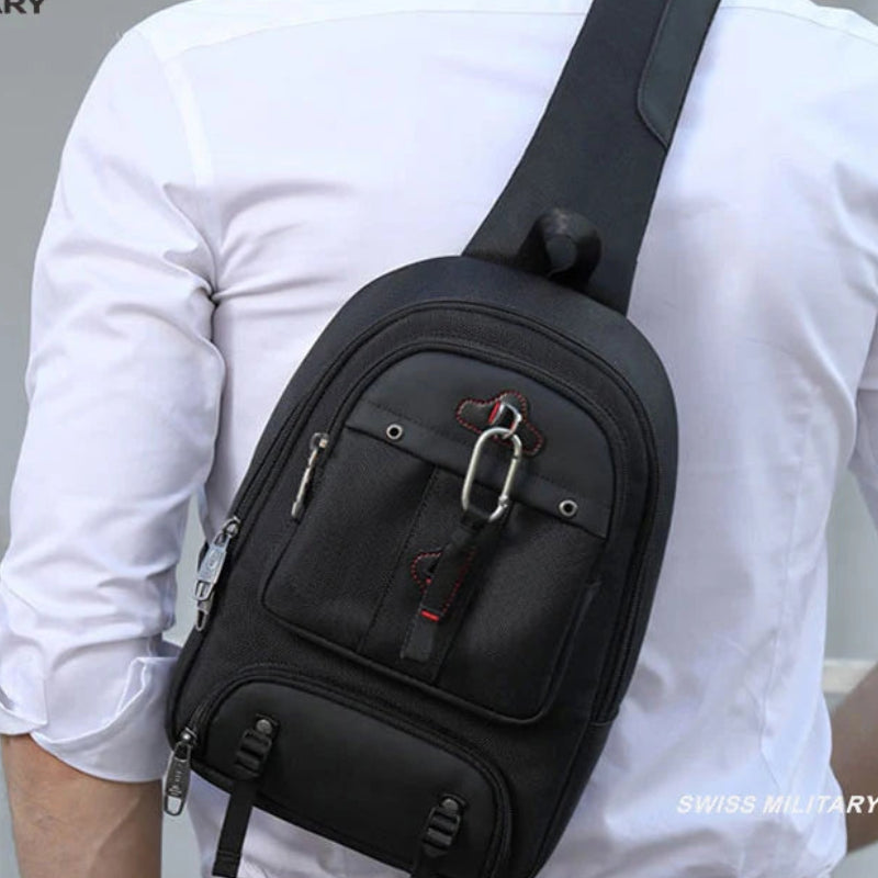 MILITARY Brand Anti-Theft Crossbody Chest Bag | New Men's Waterproof Shoulder Bag | Large Capacity Water-Repellent Travel Pack | Premium Oxford Unisex Flap Sling Bag with Multi-Pocket Interior Luxegan