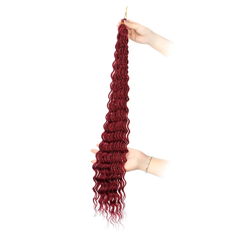 30 Inch Pre-Stretched Deep Wave Crochet Hair – Ombre Soft Curly Braiding Hair for Women Luxegan