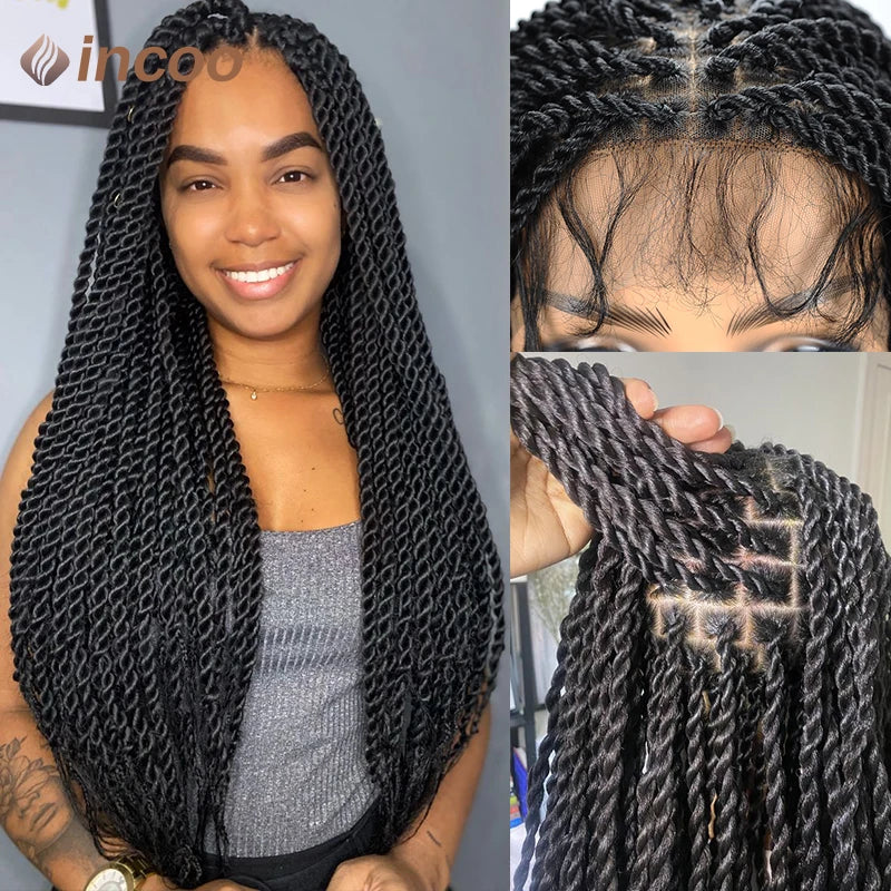 Goddess Faux Locs & Senegalese Twist Lace Front Wig | Box Braids | Full Lace Frontal | Synthetic Braids Luxegan
