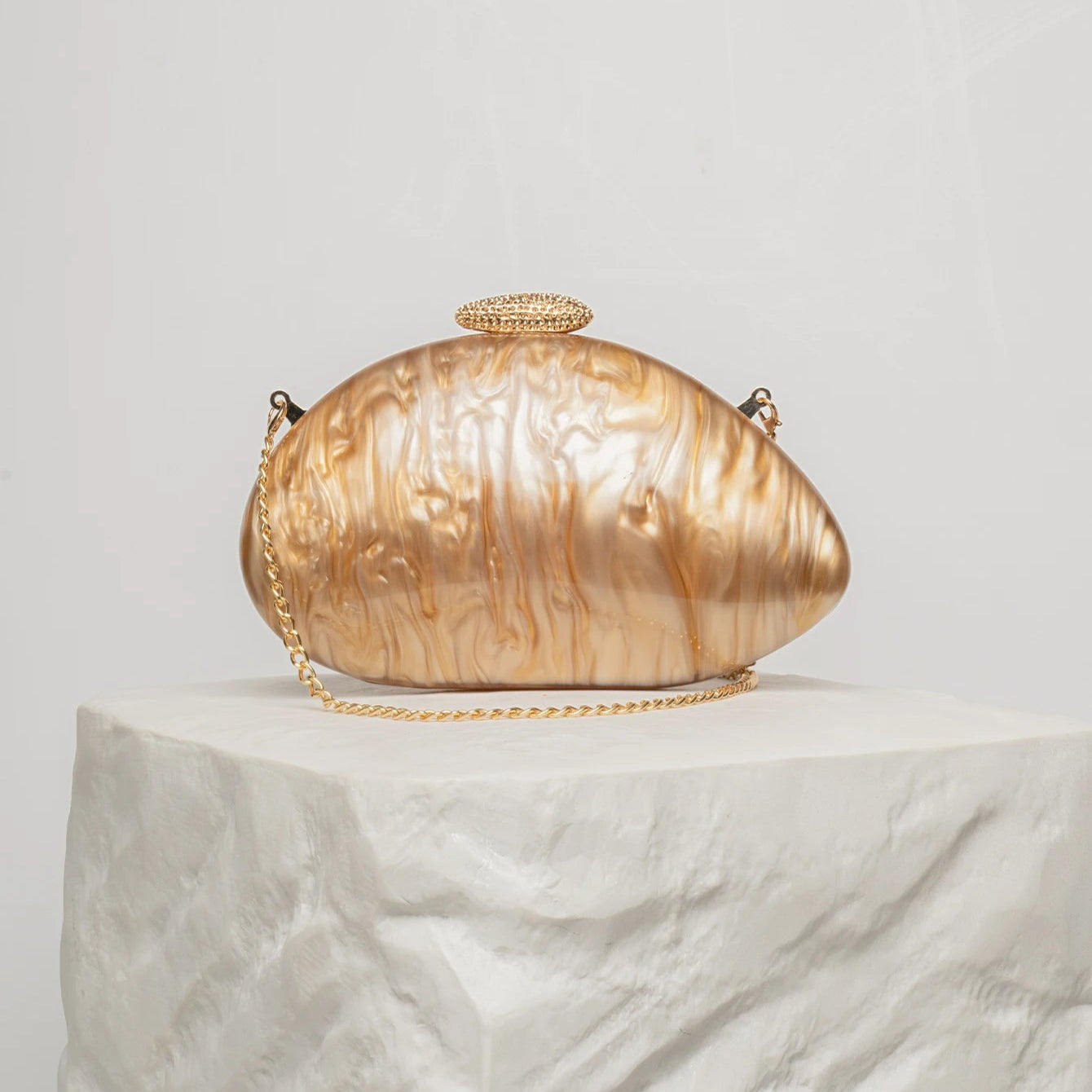 Marble Pattern Acrylic Shell Bag | Fashion Wedding & Evening Clutch Luxegan