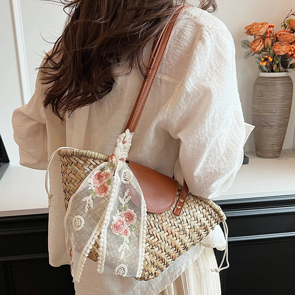 Women's Straw Woven Handbag | Summer Beach Casual Tote Bag & Large Capacity Clutch Luxegan