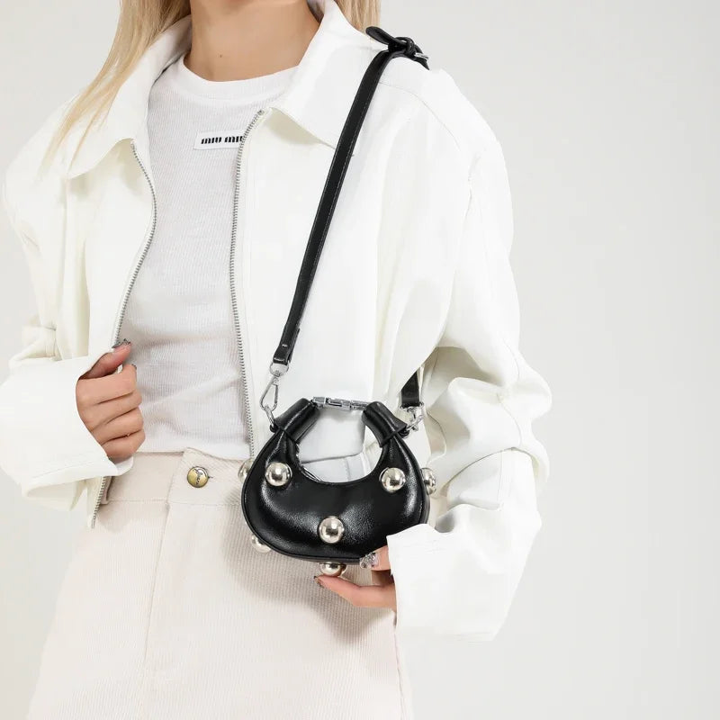 Retro Versatile Ladies Mini Handbag | Women's Big Rivet Personality Luxury Designer Crossbody Bags & Streetwear Shoulder Bag Luxegan