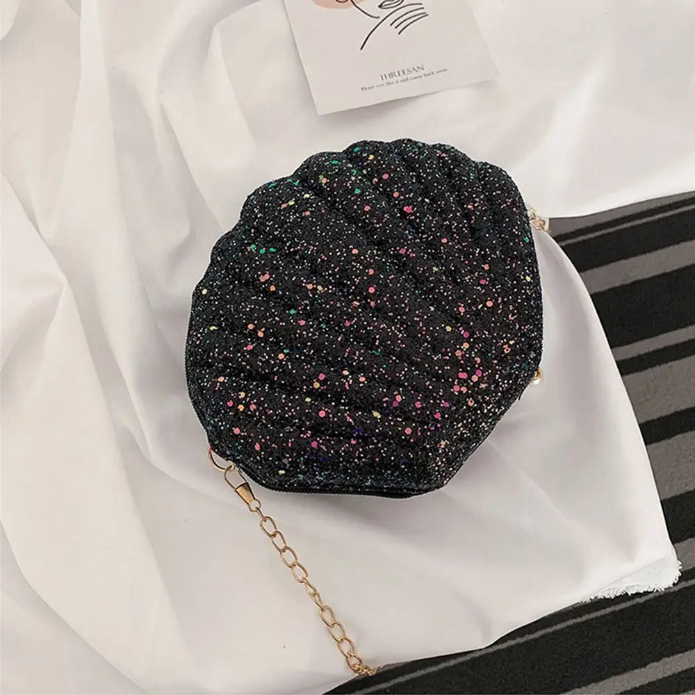 PVC Sequined Shell Crossbody Bag | Cute Chain Shoulder & Phone Pouch Luxegan