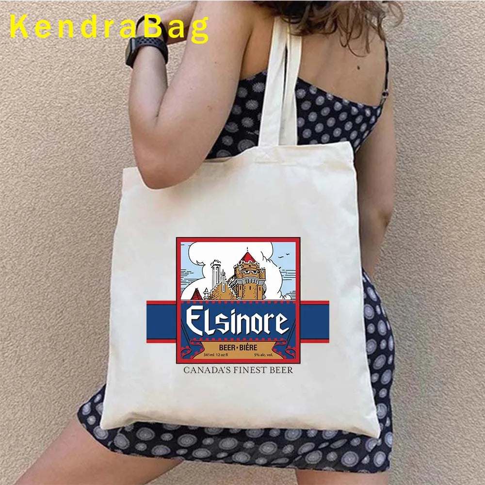 Canadian City Landscape Cotton Canvas Tote Bag | Happy Canada Day Tourist Gift | Reusable Eco-Friendly Shoulder Handbag (Women) Luxegan