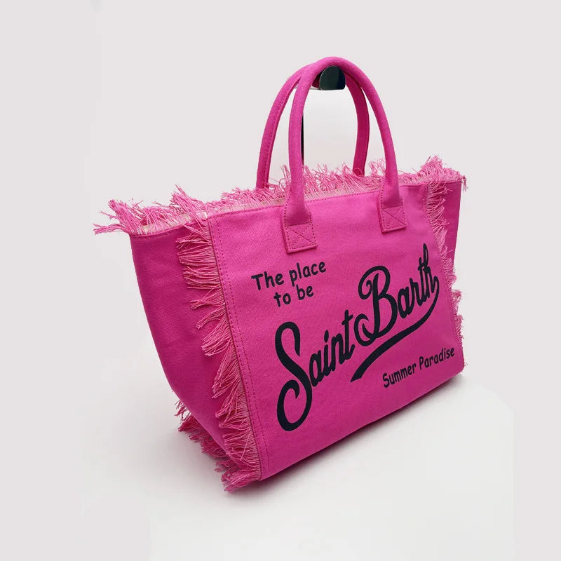 New Large Capacity Leisure Travel Bag | Handmade Canvas Tote with Tassel & Zipper Luxegan