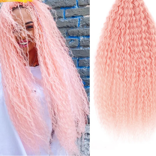 20-28 Inch Afro Curl Kinky Curly Crochet Braiding Hair | Synthetic Ombre Hair Extensions 60 Strands