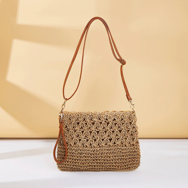 Straw Crossbody Bag for Women | Summer Woven Shoulder Bag & Raffia Beach Wristlet - view 10