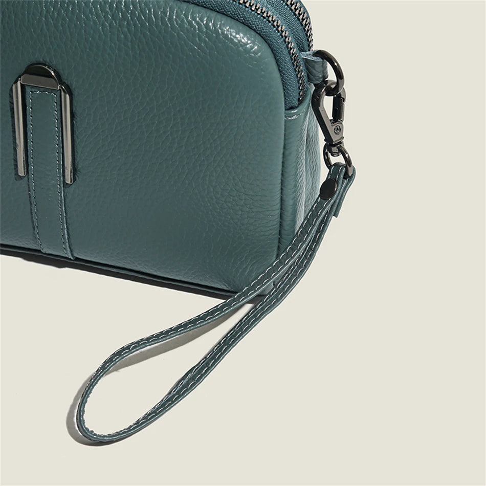 Luxury Genuine Leather Women's Crossbody Bag | Solid Color Shoulder Messenger & Clutch Phone Bag (Soft Cowhide, Sequined) Luxegan