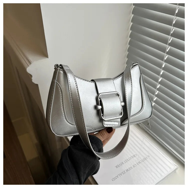 Women's Shoulder Bag | Fashionable Solid PU Leather Handbag & Casual Crossbody Purse