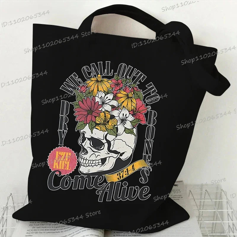 Vintage Wildflower Canvas Tote Bag | "Fruits of The Spirit" Religion Faith Shoulder Bag | Bohemia Casual Handbag for Teenagers (Unisex) Luxegan