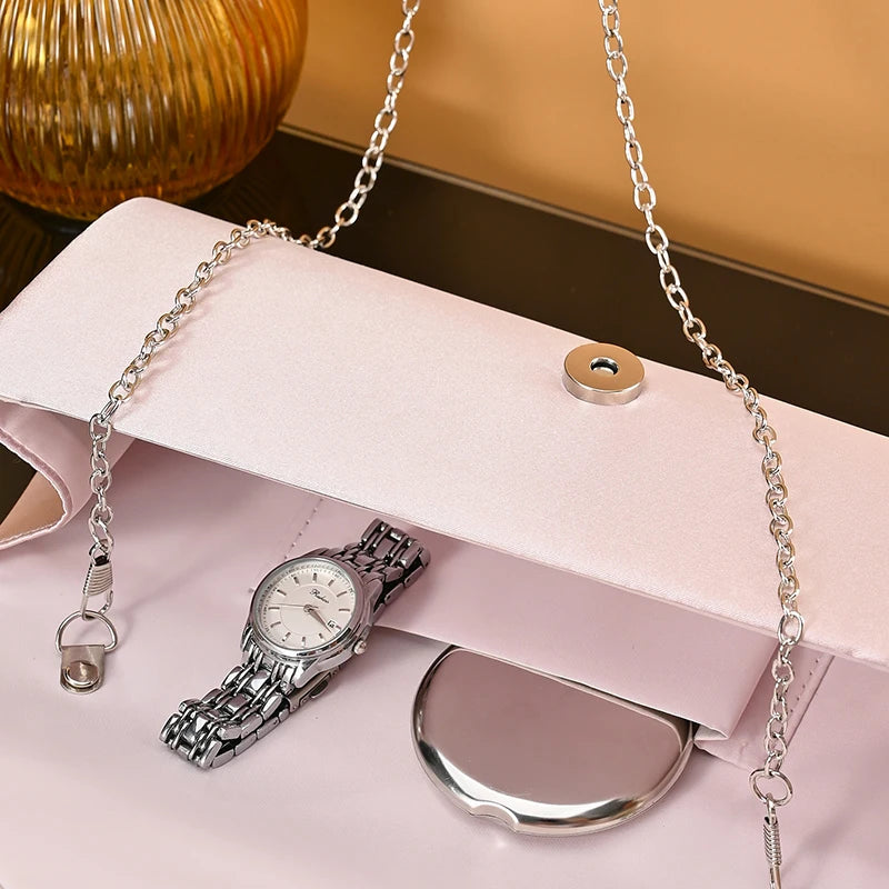 New Design Envelop Satin Evening Clutch Bag | Trade Luxury Shoulder Bags & Lady Party Purses for Wedding Dress Handbag Luxegan