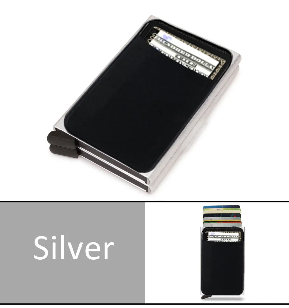 Automatic Pop Up Wallet Aluminum Double Card Case RFID Credit Card Holder Minimalist Metal Wallet Hold 12 Cards Wallet for Men
